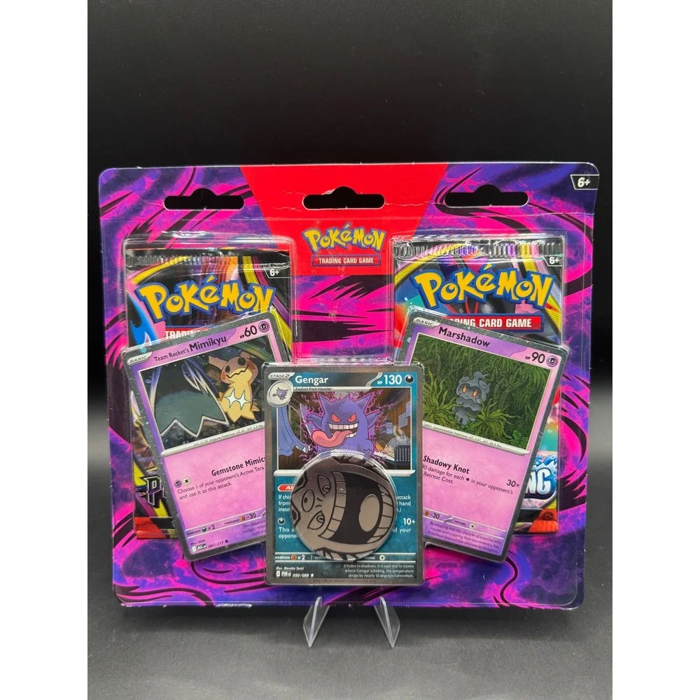 Pokemon TCG Gengar Marshadow Team Rockets Mimikyu 3-Pack Blister 2 Booster Packs